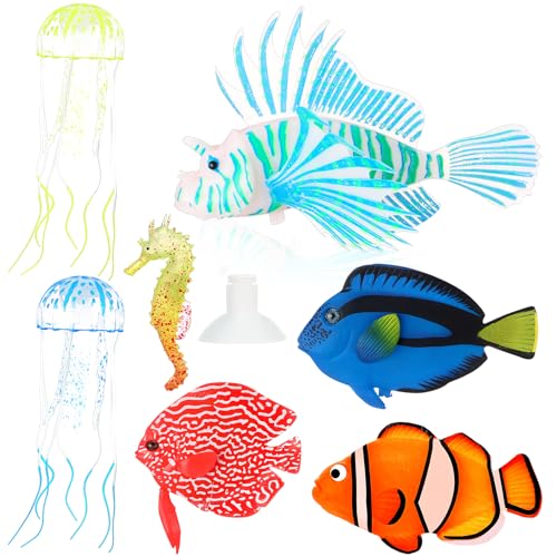 Image of Weewooday 7 Pcs Artificial Fish Glowing Effect,Simple Colors