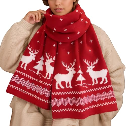 Unisex Christmas Scarf Christmas Theme Scarves Winter Knitted Scarf
