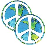 Earth Peace Sign Vinyl Sticker Decal (2 Pack) - 5 Inches - for Car Truck SUV Van Window Bumper Wall Laptop Tablet Cup Tumbler and Any Smooth Surface