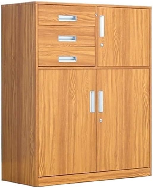 Filing Cabinet Multifunctional Office File Cabinet with Lock Large Capacity Three Drawer File Data Storage Cabinet 1 Iron Household Storage Cabinet Storage Cabinet(Beige)