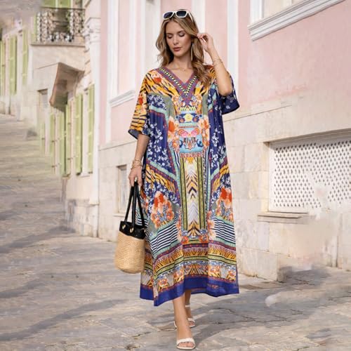Image of Miss Lavish London Kaftan Dress- Swimwear Coverups African Kaftan Dress, Summer Kaftan for Women