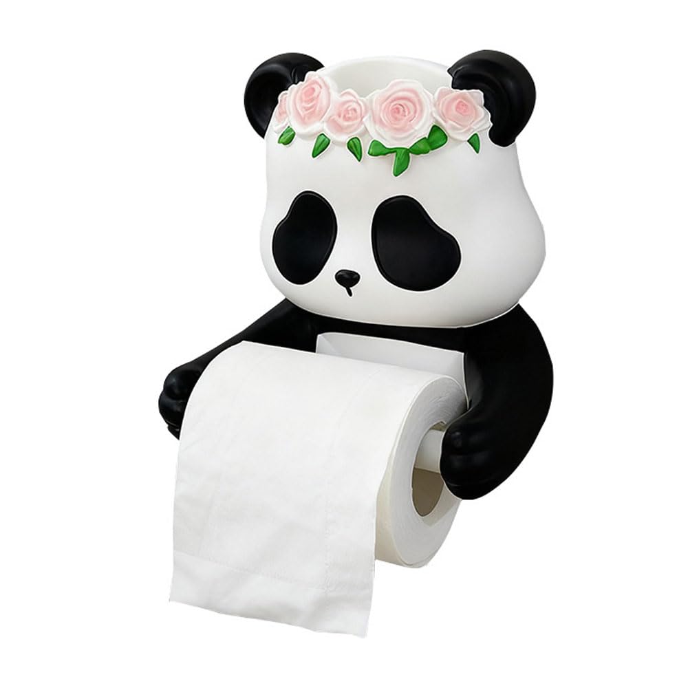 Portarrollos de pared con diseño de panda y ranura para baño