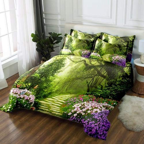 RONGXIE 3D Bedding Set Twin King Queen size California bed cover Linen Double Bed set Duvet Cover Pillowcase king size Green landscape