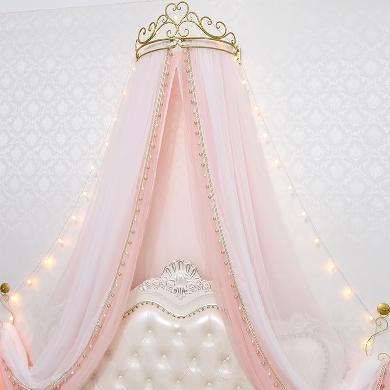 Baldacchino A Corona Per Letto Net 1,5 M 12 Tende da letto Tende da letto Decorazione Bellezza Tende da letto Garza Corona Comodino Rete