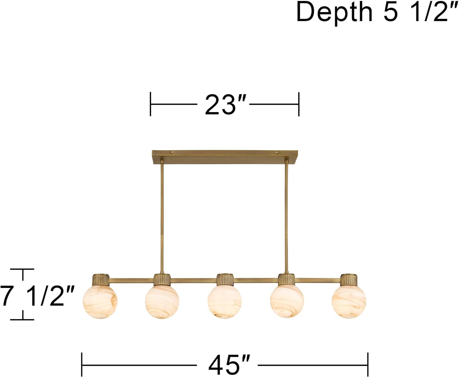 Possini Euro Design Possini Euro Jupiter 45" W Brass and Glass 5-Light Linear Chandelier