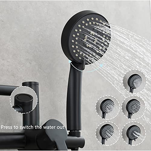 Robinet de baignoire mural compact pour éviter les chocs grâce au bec pliable et 5 jets