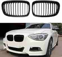 Haoyijiahui F20 F21 Nieren Schwarz Front Nieren Kühlergrill Gitter Passend für BMW 1er F20 F21 2015 2016 2017 2018 Doppelsteg Grill Glanz Schwarz Links Rechts (For 1er F20 2015-2018