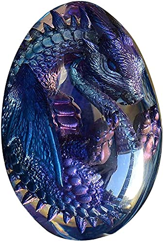 Tdream Lava Dragon Egg, Dream Crystal Dragon Egg, Resin Transparent Dragon Egg Exquisite and Unique Hand-Sculpted Fire-Bag Dragon Souvenir Desktop Ornaments, Gifts (Purple)