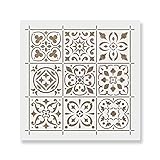 Mediterranean Mosaic Tile Stencil - Floor Stencil, Mosaic Stencils, Stencil of Mosaic, Tile Pattern Stencil, Mosaic Stencil