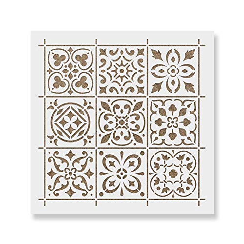 Mediterranean Mosaic Tile Stencil - Floor Stencil, Mosaic Stencils, Stencil of Mosaic, Tile Pattern Stencil, Mosaic Stencil