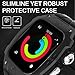Rugged Case with Band Compatible with Apple Watch Series 11 10 46mm, Metal Protective Cover with Soft Silicone Strap for iWatch Bands Men (Black)