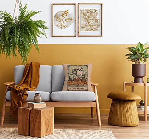 Uinhmop 18''×18''Set Of 2 Tarot The Moon The Star Throw Pillow Cover,Tarot Card Decor Decorations For Home Bedroom Living Room Girls Room,Gifts For Tarot Astrology Lovers Women Girls Daughter Sister #TOP2