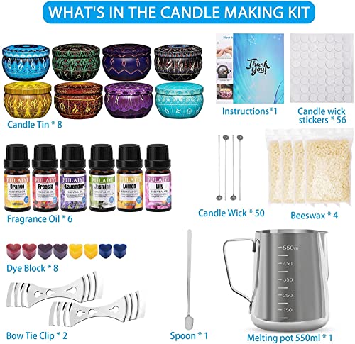 Candle Making Supplies Kit For Adults Kids, Diy Scented Candle Making Kits Including Soy Wax Wicks Scents Oils Dyes Melting Pot Tins Spoon, Festival Gifts For Women #TOP1