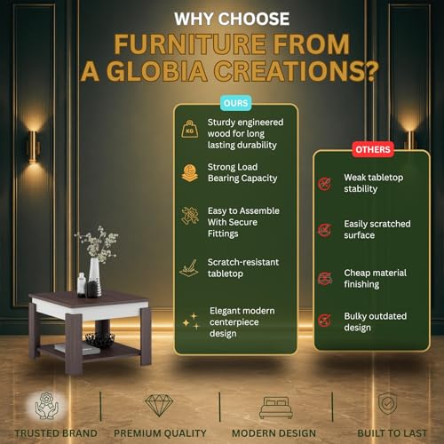 Image of Alex Center Table | Engineered Wood | Choco Walnut Finish | Modern Living Room Coffee Table with Open Shelf Storage | Knock-Down Assembly | 3-Year Warranty