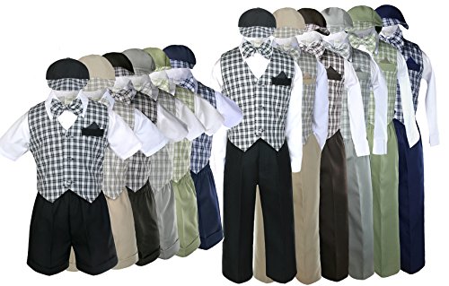 Baby Toddler Boy check Easter Gingham Causal Gift Long Short Vest Set Suit Sm-4T (S: (0-6 months), 5pc Navy Short Sleeve)