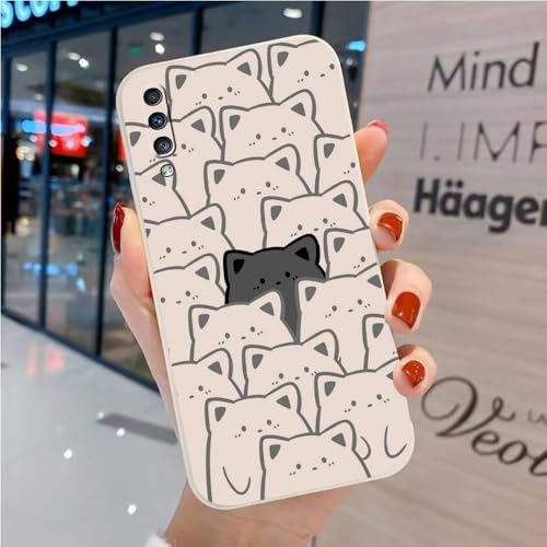 Bonita Funda Compatible con Samsung Galaxy A70 - Cómoda Case TPU Suave Blanca Dibujos Animales Cover