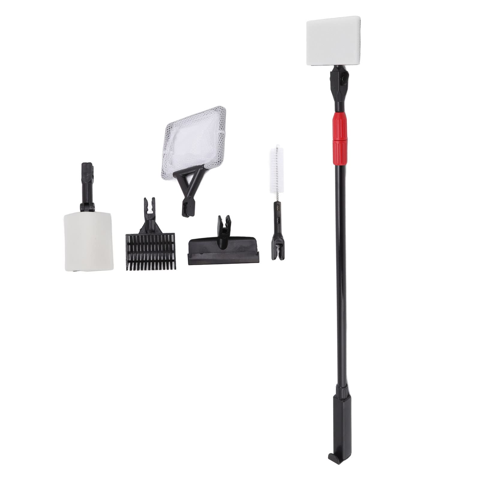 Herramientas de Limpieza de Tanques de Peces 6 en 1 con Telescópico, Raspador de Algas, Rastrillo de, Cepillo para Entusiastas del Acuario, Material ABS