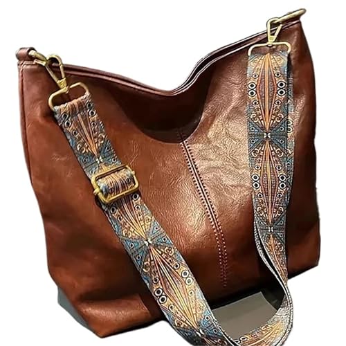 Leather Vintage Solid Color Women Fashion Shoulder Sling Bag High-Capacity Simple Adjustable Wide Strap Bucket Crossbody Bags2