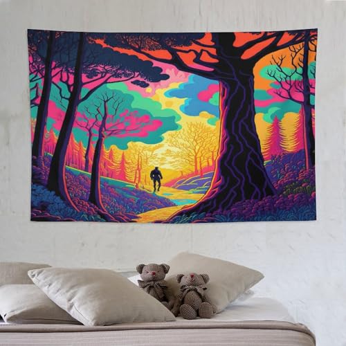 Tapisserie paysage néon 150x230 cm pour décoration murale de salon
