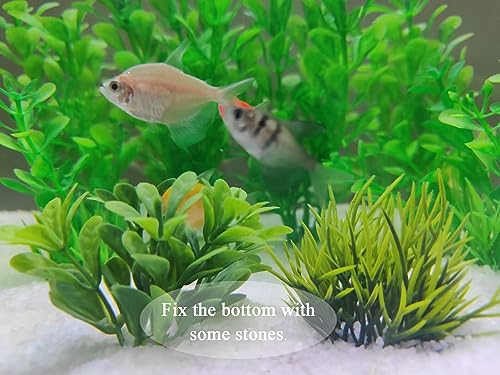 AQUANEAT Artificial Fish Tank Plants, Plastic Aquarium Decorations, Green Accessories, 10pcs - Image 6