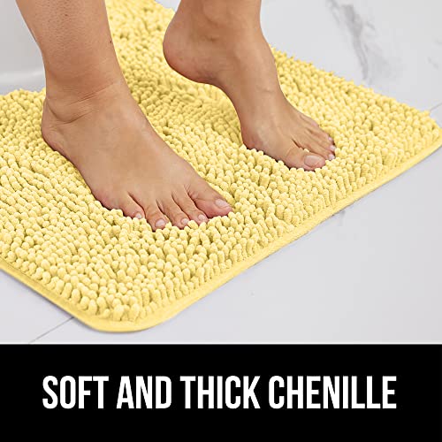 Image of GORILLA GRIP Bath Rug Mat 60x17, Thick Soft Absorbent Chenille, Quick Dry Microfiber Mats, Rubber Backing Machine Washable Shower Floor Rugs, Bathmat Runner, Bathroom Home Decor Accessories, Yellow