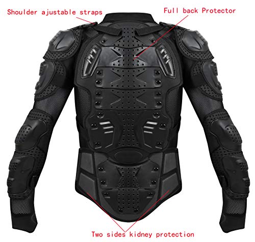 Reomoto Motorcycle Full Body Armor Jacket Spine Chest Protection Gear Motocross ATV MTB Protector Jacket for Men Women (Black, S)