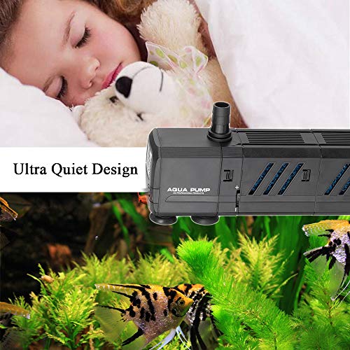 Mq 210Gph Submersible Water Pump (800L/H, 8W) With Filters And Water Nozzles, Ultra Quiet For Aquarium, Fish Tank, Pond, Fountain, Hydroponics #TOP3