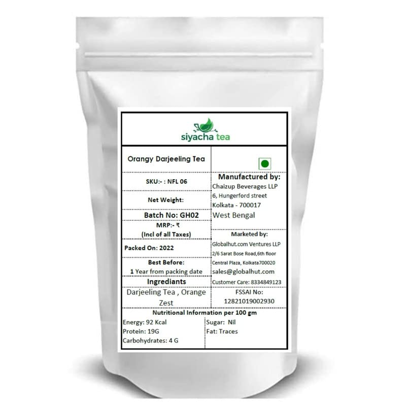Image of Siyacha Tea Orangy Darjeeling Tea, 1 KG, Premium Loose Leaf, with Orange Zest Blend, Morning Delight Beverage, Fresh Detox Beverage, Makes 500 Cups (approx)