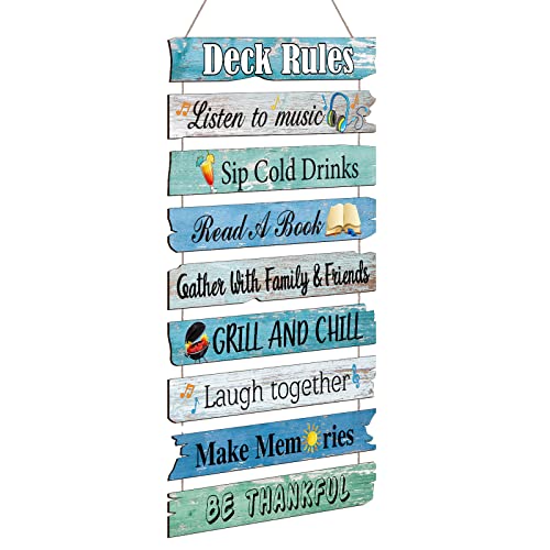 Camping Decor Camping Rules Deck Rules Wall Decor Summer Porch Sign Plaque Camping Party Decorations Adventure Decor for Bar Campsite Cabin Tent Deck Sign for Backyard Outdoors Home Deck Style
