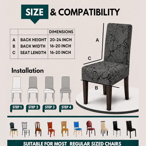 Image of Polycotton Printed Dining Table Cloth with Dining Chair Covers,Slipcovers (6 Seater Table Cover + 6 Chair Cover) (Grey Butterfly)