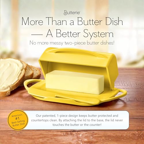 Image of Butterie Flip-Top Butter Dish with Matching Spreader (Yellow)