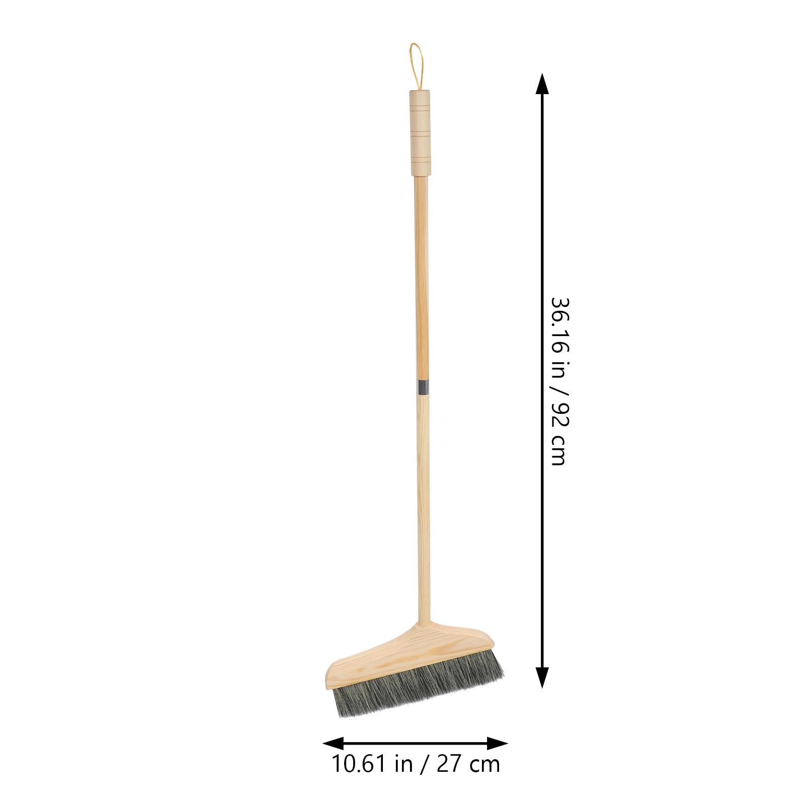 Escoba y Recogedor Domésticos de Madera Cerdas Negras, Mango Largo Ergonómico, Set de Limpieza para Interiores y Exteriores, Adecuado para Hogar, Garaje y Taller