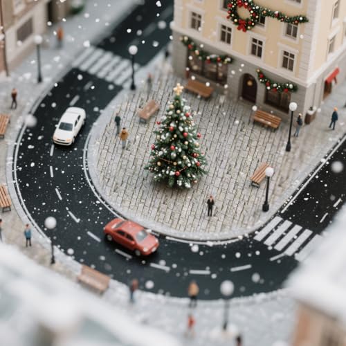 Warmtree 6 Pcs Village Accessories Village Roads and Streets Snow Mat Cobblestone Road Brick Mat for Landscape, Self Adhesive Coated Paper Diorama Supplies for Miniature Scenery Model(Color Mixing)