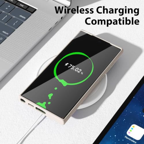 Image of DIZORO Microfiber Candy Case Compatible for Samsung S24 Ultra 5G Smooth Touch Cushion Liquid Soft Silicone Gel Rubber Phone Cases Non-Slip Full Body Protective Shockproof Back Cover Stone Grey