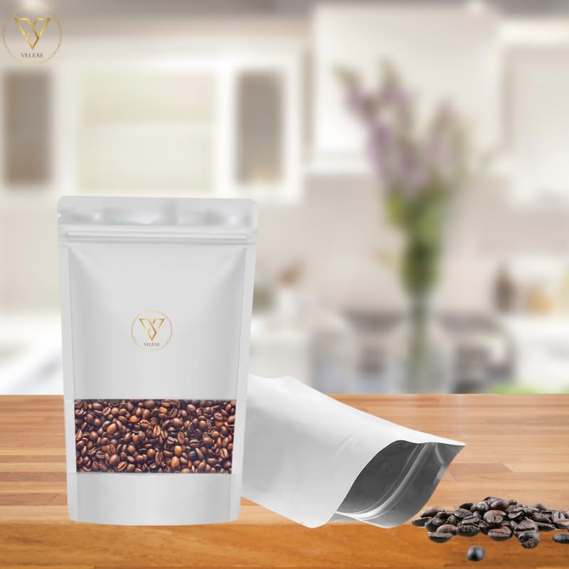 Image of White Matte Zip Lock Stand Up Pouches | 120mm*200mm | 100 Grams | Pack of 200 | Reusable, Leakproof & Airtight Multi-Purpose Pouches with Self-Sealing Technology