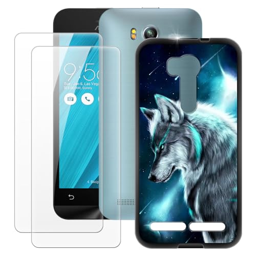 MILEGOO ASUS ZenFone Go TV ZB551KL Funda + 2 Protectores de Pantalla de Vidrio Templado, Ultrafino a Prueba de Golpes, Funda de Silicona TPU Suave para ASUS Zenfone Go ZB551KL (5.5”)