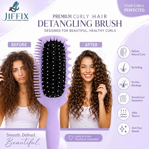 Image of Curl Define Styling Brush - Nylon Detangling & Curl-Defining Hair Brush for Curly, Wavy & Frizzy Hair - Paddle Brush with Wide Tooth Comb for Men, Women & Kids