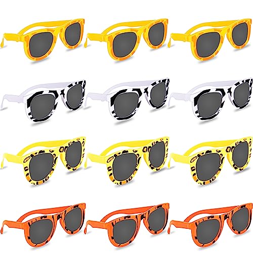 ArtCreativity Safari Sunglasses 12Pack - Kids Sunglasses Party Favor, Assorted Animal Prints Safari Party Favors - Summer Fun For Boys & Girls - Safari Birthday Decorations & Gift Bag Treat For Kids