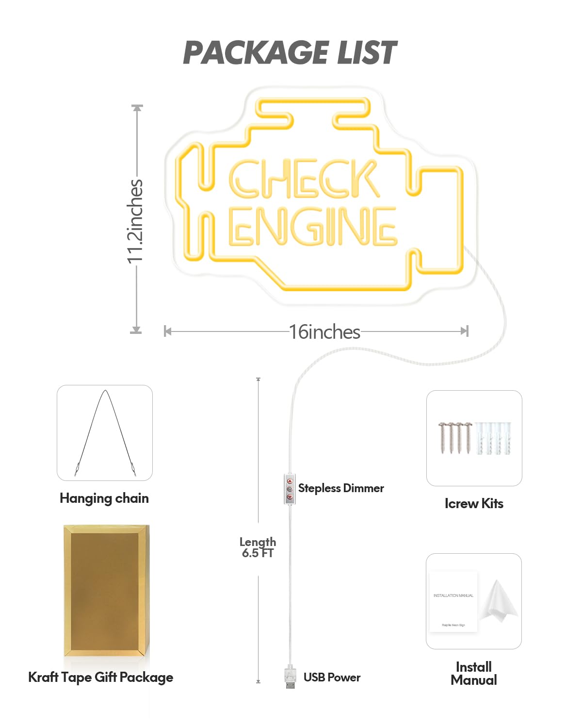 Señal de neón CHECK ENGINE