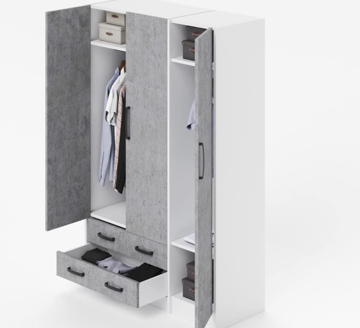 Armario de madera de 3 puertas para solucionar la falta de espacio de ropa en color blanco fresno