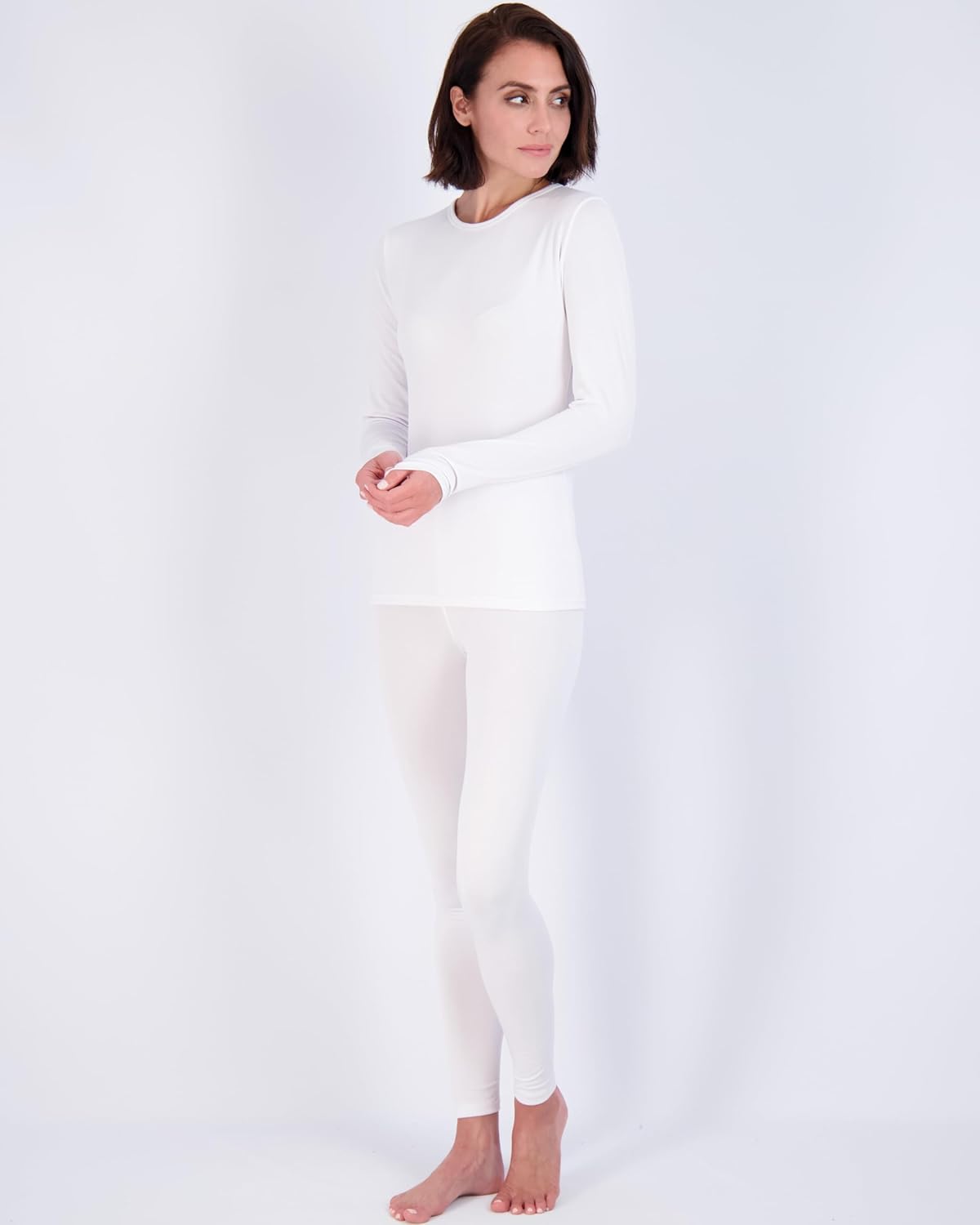 Real Essentials 4 Piece: Womens Thermal Underwear Set - Thermal Underwear for Women Fleece Lined Top & Bottom Long Johns