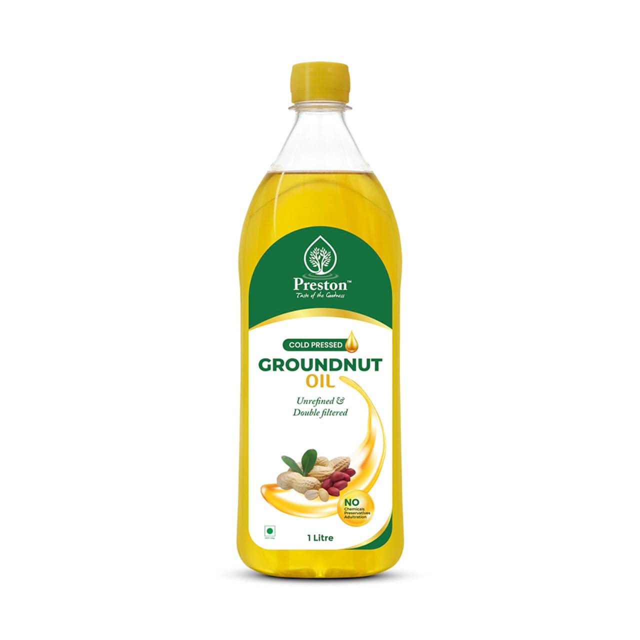 Cold Pressed Virgin Groundnut Oil by Preston - 1 Litre (Ghani/Chekku) | 100% Natual & Pure, Unrefined (Pack of 1)
