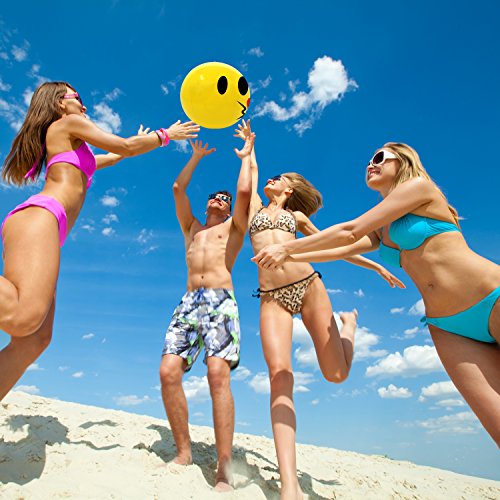 16" Emoji Party Pack Inflatable Beach Balls - Beach Pool Party Toys (12 Pack) #TOP4