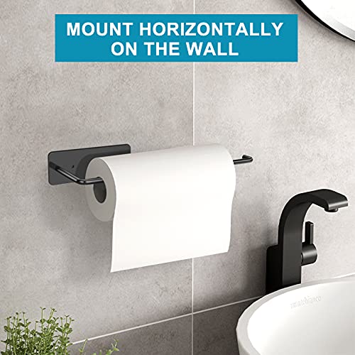 Self Adhesive Paper Towel Holder Under Kitchen Cabinet, Vanwood Paper Towel Rack Stick On Wall, Matte Black Paper Holder Mounted Vertical Or Horizontal In Screws Or Adhesive, Sus304 Stainless Steel #TOP2