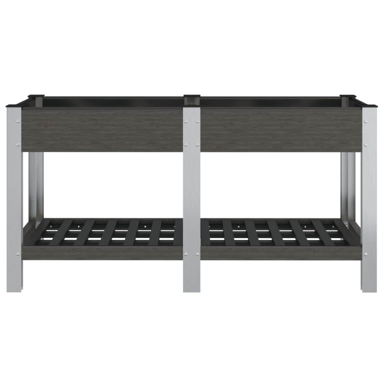 Gecheer Fioriera Rialzata da Giardino, con Ripiano, 175x50x75 cm, in WPC e Acciaio, per Balcone Patio e Orto Domestico