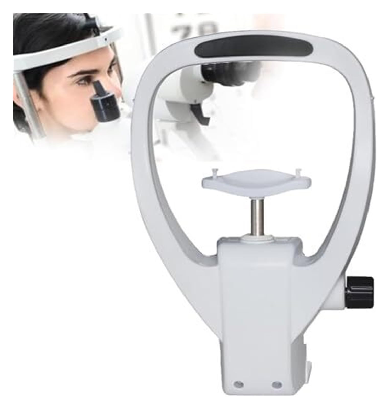 Regulowany podbródek do refrakcji， Optometryczna podpórka na czoło Zestaw wsporników podbródka z pokrętłem regulacyjnym do wyposażenia okularów i treningu wzroku