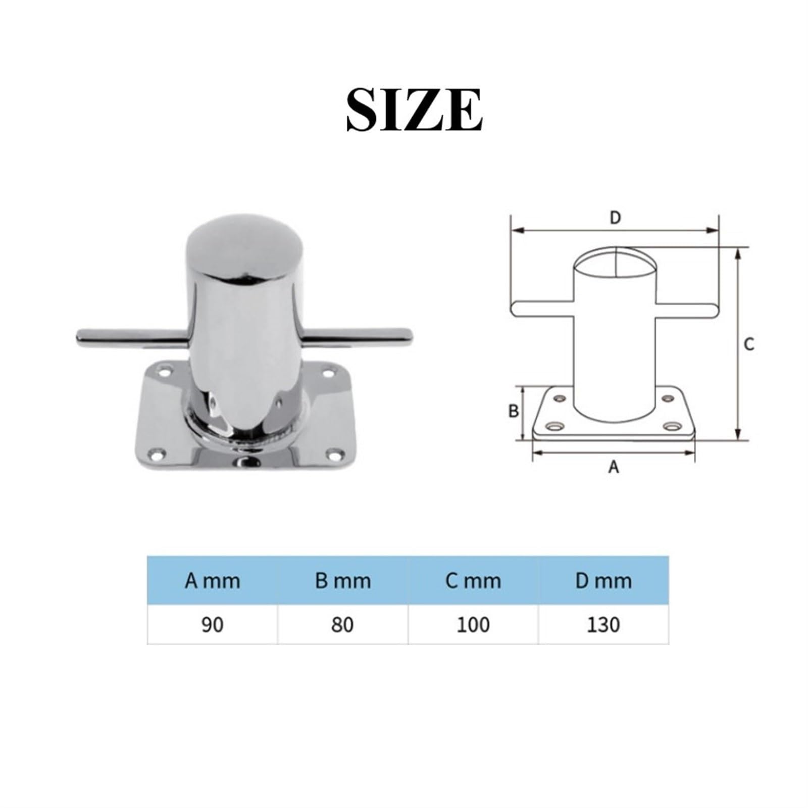 Bitta Per Ormeggio Hiraith In Acciaio Inox 316, Singola Croce, Base 63 Mm, Per Yacht E Pescherecci