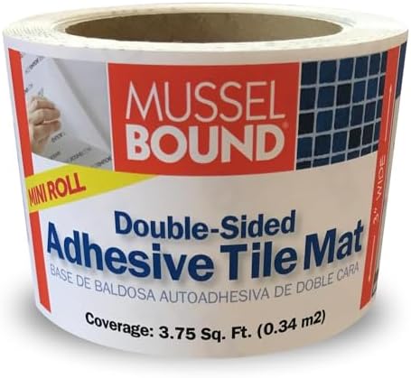 MusselBound® Adhesive Tile Mat Mini Roll - 3" x 15', Easy Installation for Small Spaces