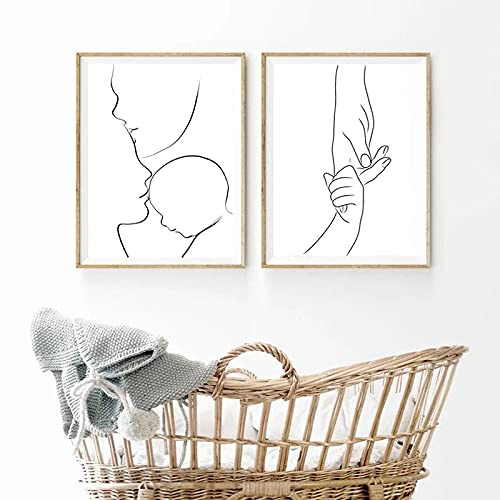 Affiche d'amour maman et bébé en toile abstraite pour célébrer la maternité