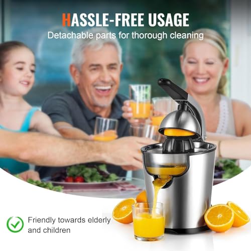 Generisch 300W Elektrischer Zitrussafter mit 2 Zischen, Edelstahl Orangensafter für Zitronen Limetten Grapefruits, sicherer Überhitzungsschutz, leicht sauber, Soft Grip Griff
